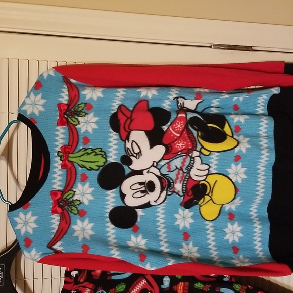 Womens Mickey & Minnie Holiday 2 PC Pajamas - Picture 2 of 5
